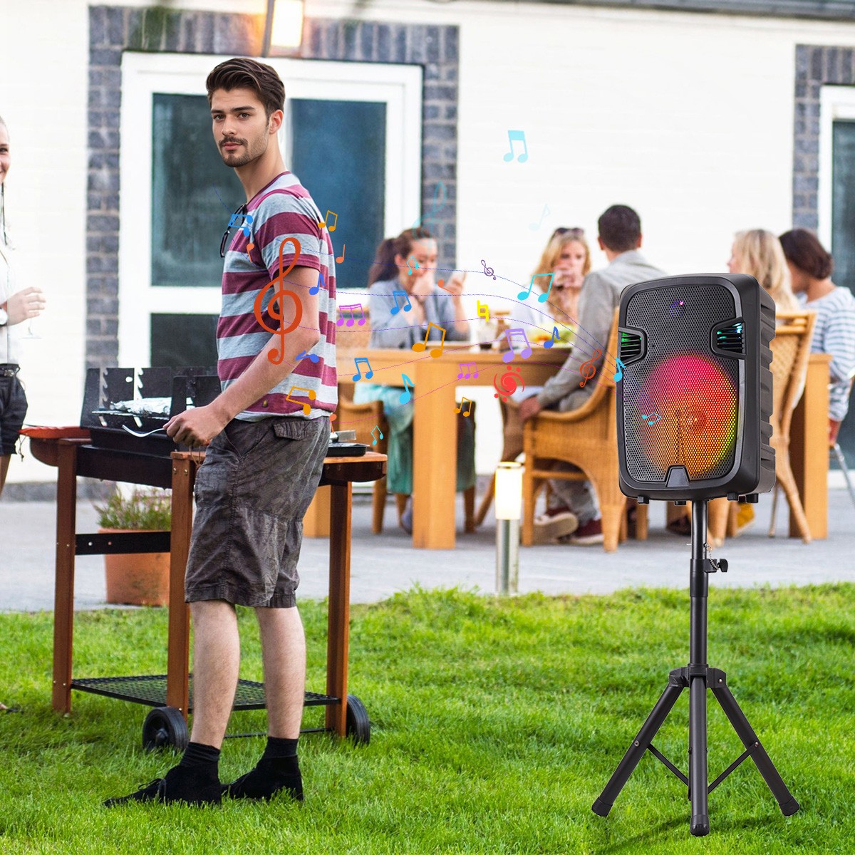 12'' 10000W Loud Large Party Speaker Bluetooth Heavy Bass Sound Party & Micphone