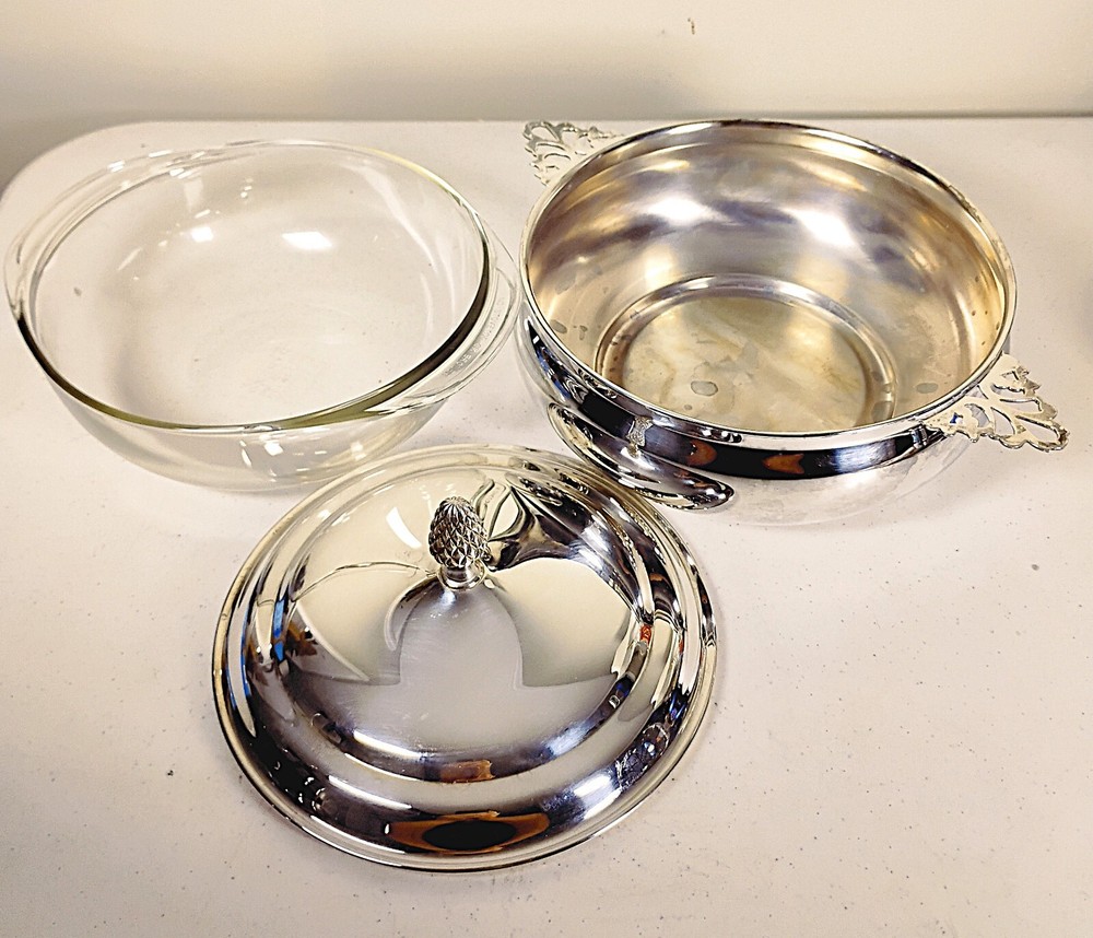 Vintage Reed & Barton Silver-Plated Covered Casserole with Pyrex Insert