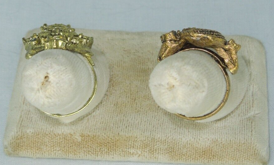 2 Ring Blanks Settings Cabochon Adjustable Antique gold Plated Brass 87V