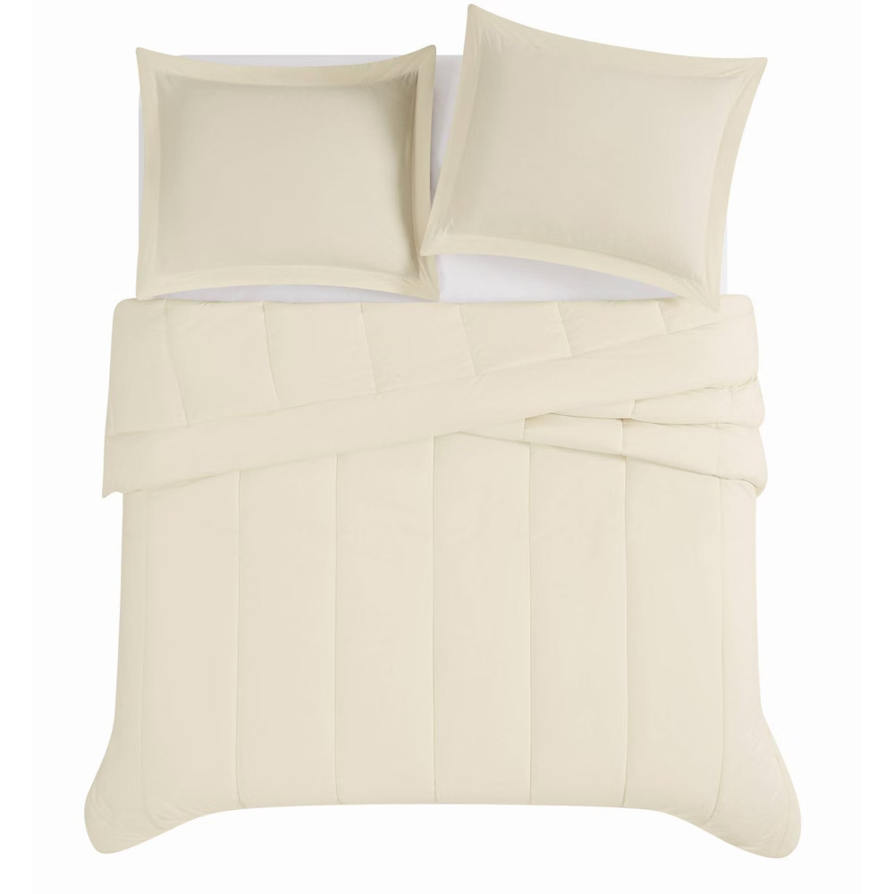 Brooklyn Loom Twin Solid Percale Comforter Set White