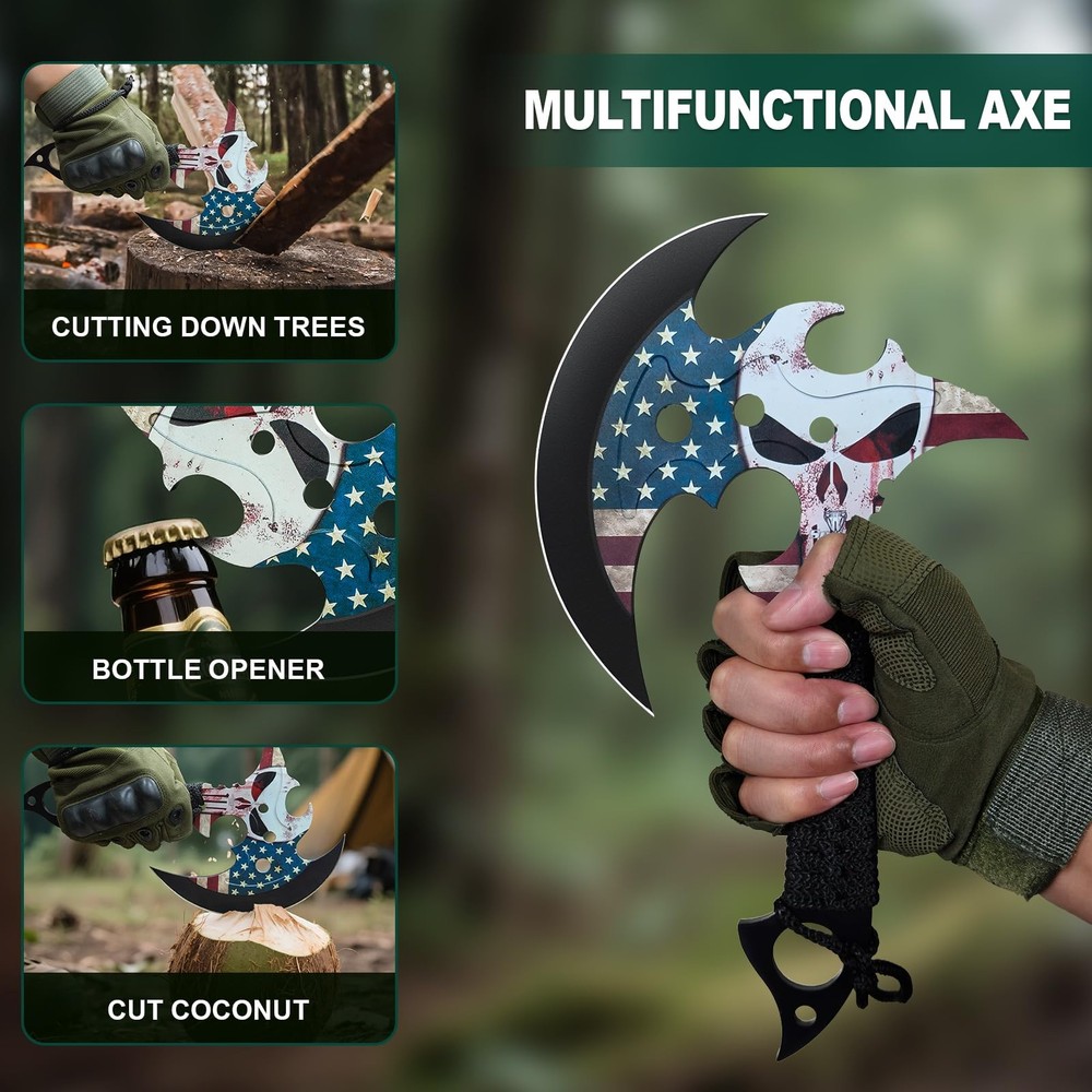 Outdoor 13" Camping Hatchet,Multi Functional Shock-Absorbing Hand Pattern Axe...