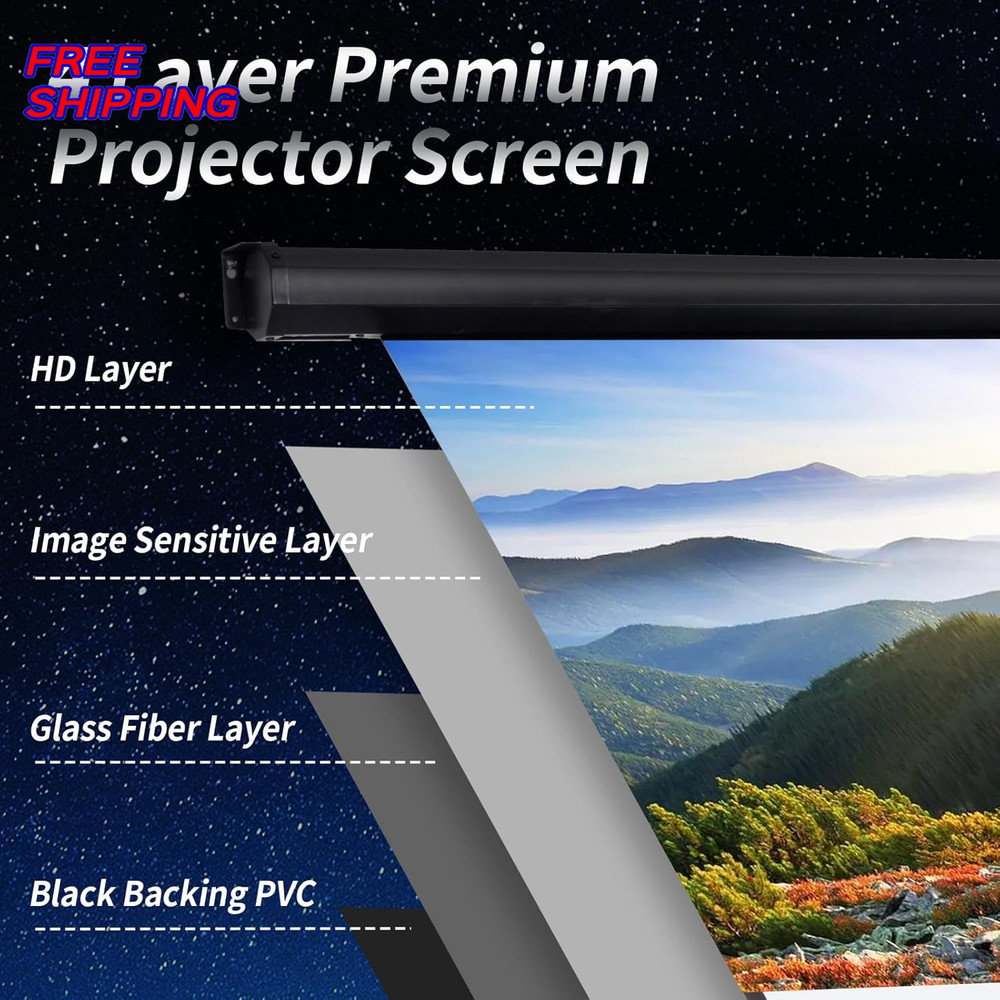 120 Inch Projector Screen Motorized 4:3 HD Electric Rising Screen Pull Down NEW