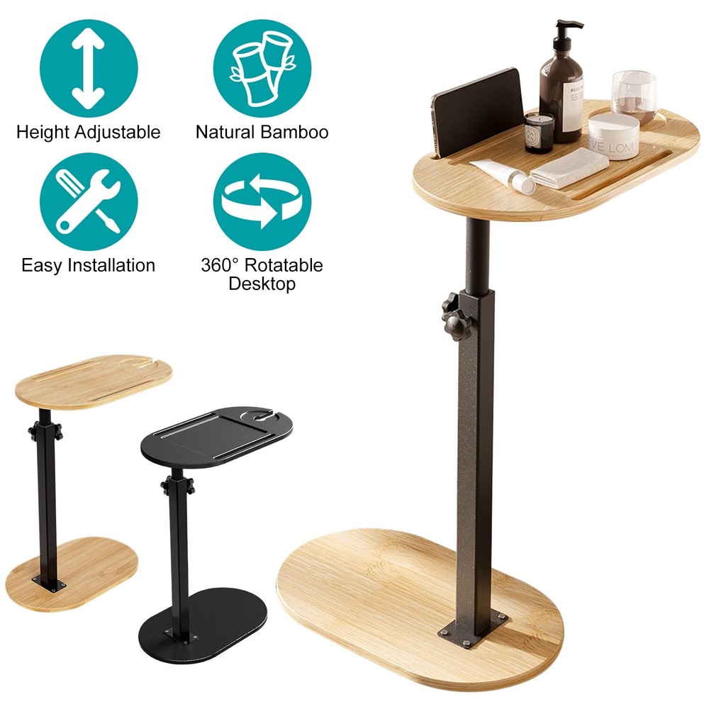 Bathtub Caddy Tray Adjustable Bamboo Side Table Bath Tub Table w/ Tablet Holder