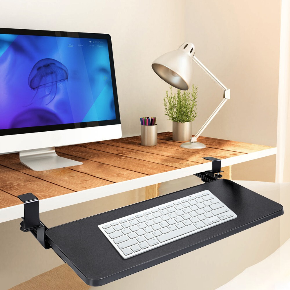 Under-Desk Keyboard Tray, Adjustable for Height & Tilt, Spacious Surface