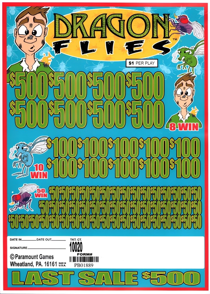 Pull Tab Tickets - Jar Tickets - Game - Dragon Flies
