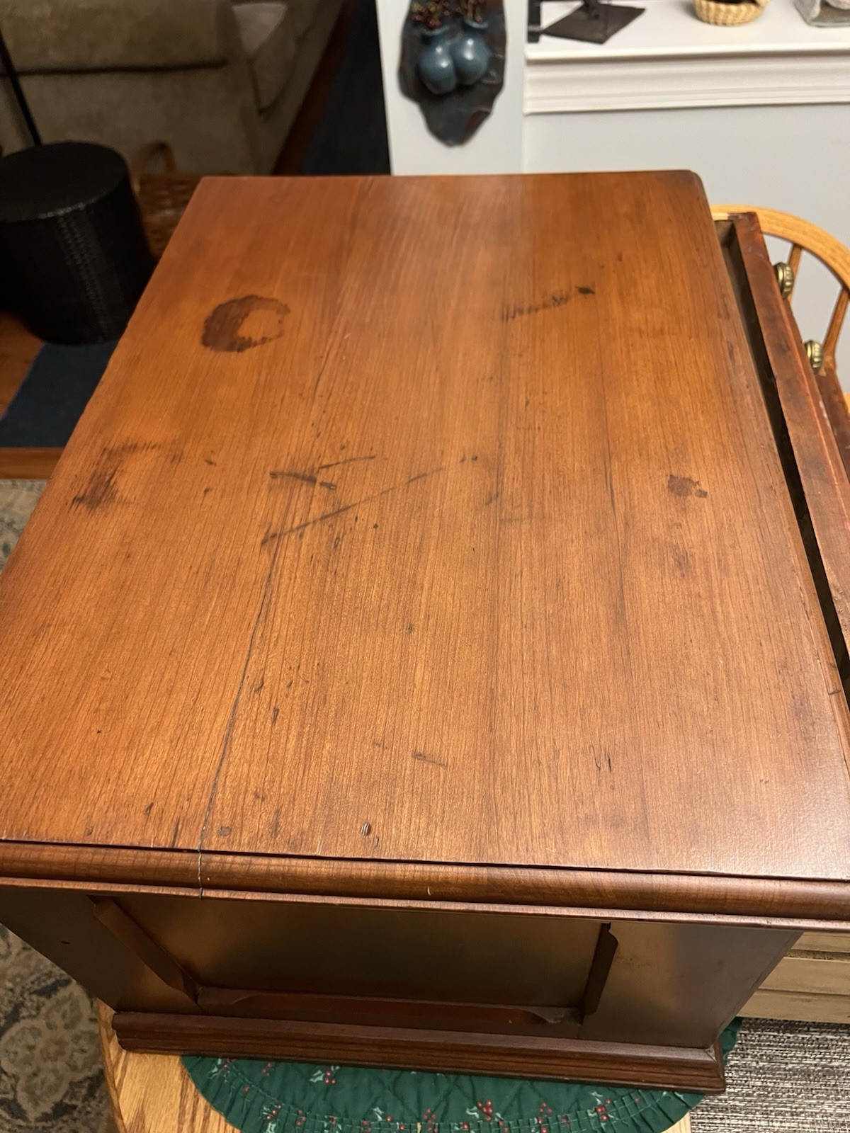 Antique Cherry Spool Cabinet 5 Drawer 24W X16H X 16D Willimantic? Orig. Knobs.