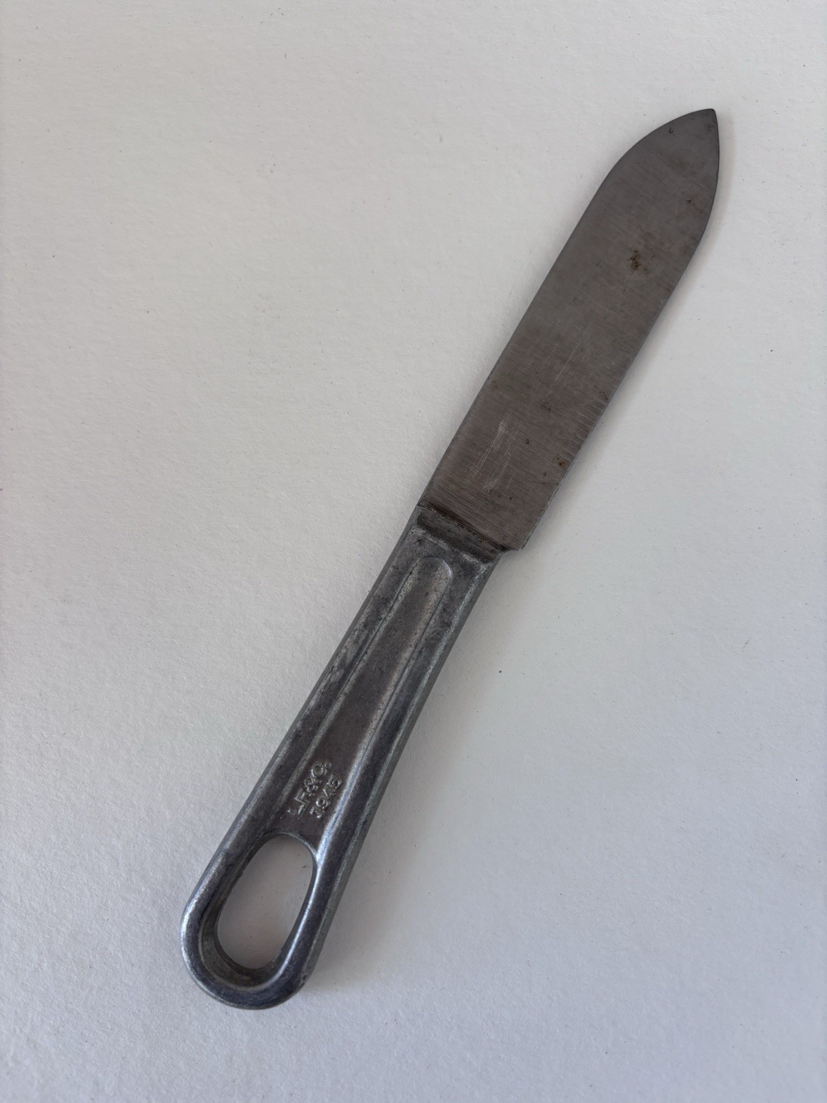 NICE -Vintage US Military Mess Kit Stainless Knife Handle Utensil L. F. & C 1945