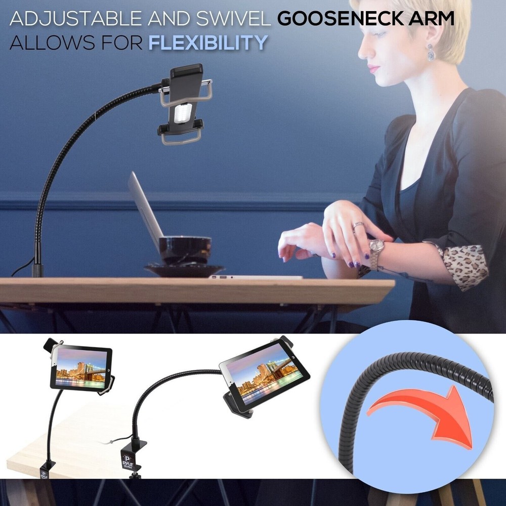 Pyle Universal Holder Adjustable Stand Securely 300° Rotatable 8.0"-10.1" Tablet