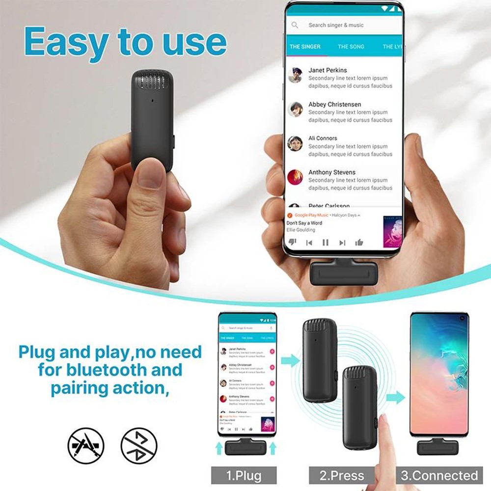 Lavalier Microphone Portable Wireless Audio Recorder Mini Mic Android iPhone New