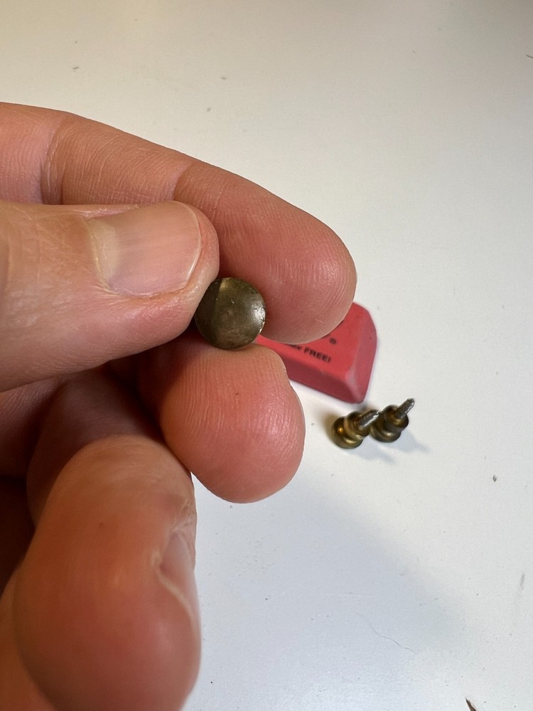 10: Tiny Small Vintage Mid Century Solid Brass Feet Knobs Handles Screw Hardware