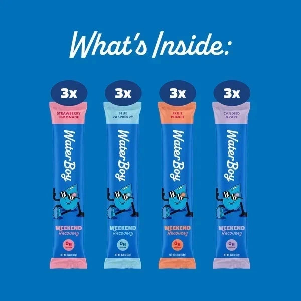 2 x Waterboy Weekend Recovery Sample Pack – 2 Packs (12 Sticks Each)