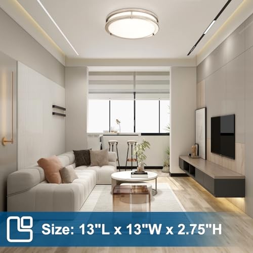 2-Pack 36W 13inch LED Flush Mount Ceiling 13inch 2pack without remote Silver
