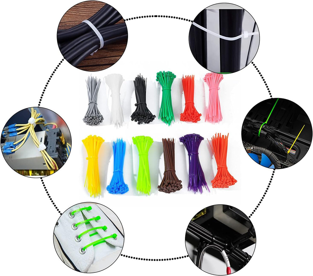 1200 Pcs Mixed Colored Zip Ties, 4 Inch Multicolor Self-Locking Nylon Cable Zip