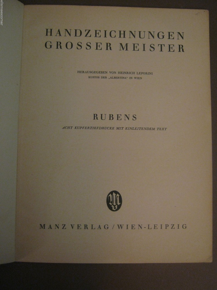 Great Master Drawings Booklet Rubens 1925