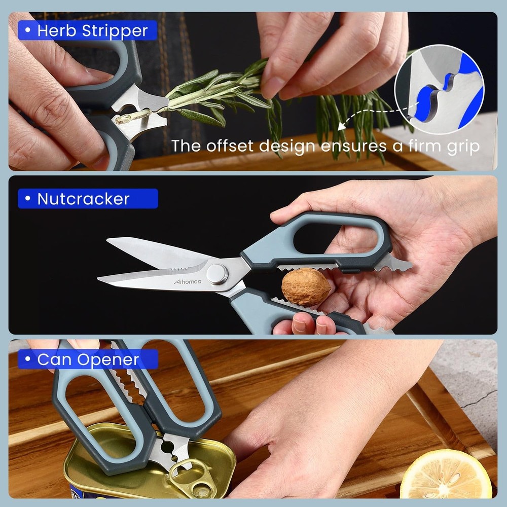 Sharp Nordic-Style Kitchen Shears Soft Comfort Handle, All Purpose Scissors w...