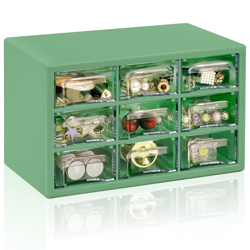 Desk Storage Organizer with 9 Drawers, Stackable Desktop Craft Drawer Cabinet...