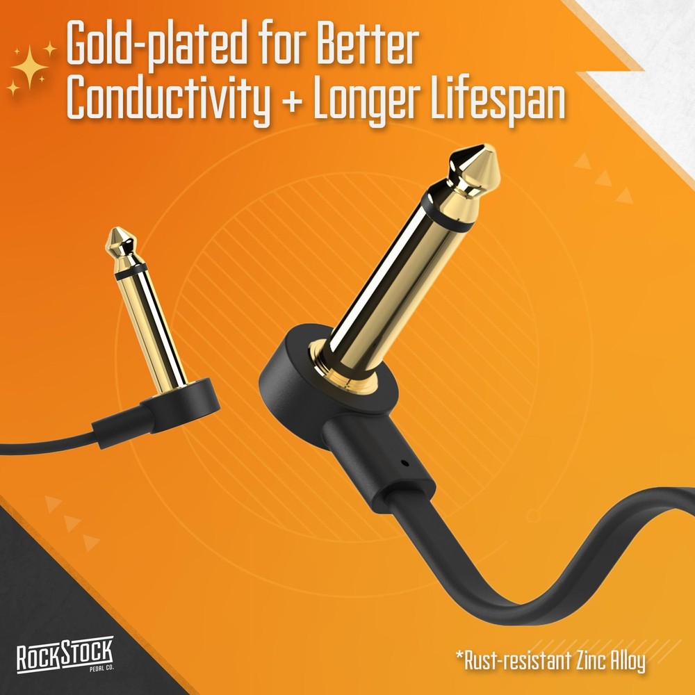 Rock Stock 2 Guitar Patch Cables 3-Pack - Right-Angle, Black