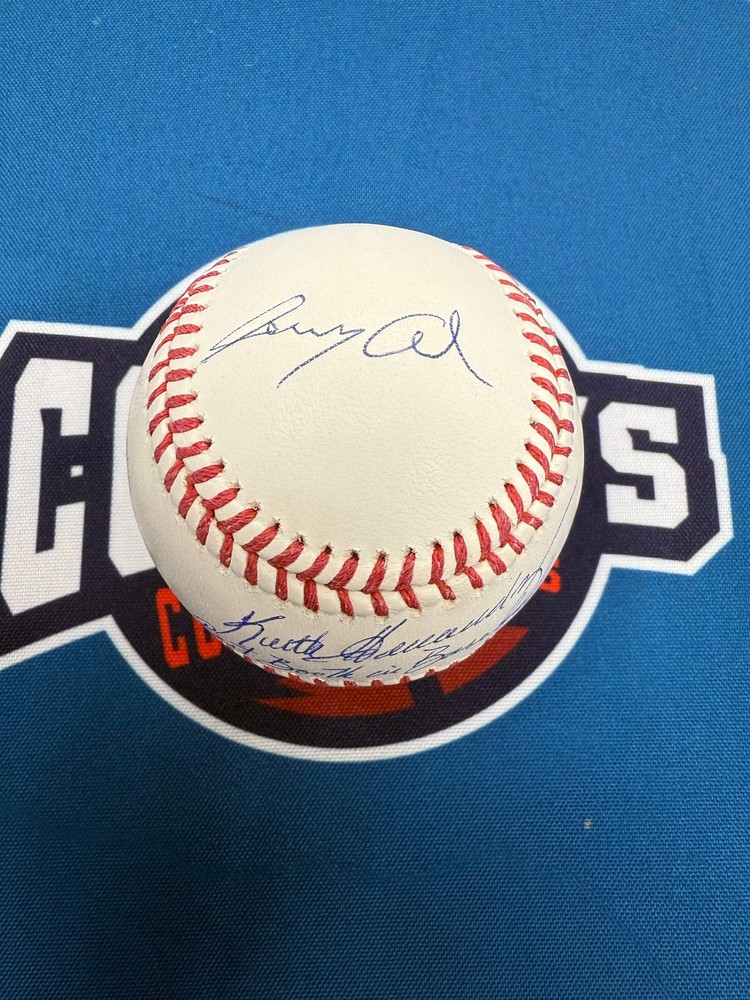 Keith Hernandez, Gary Cohen & Ron Darling Autographed OML Baseball w/ Inscriptio