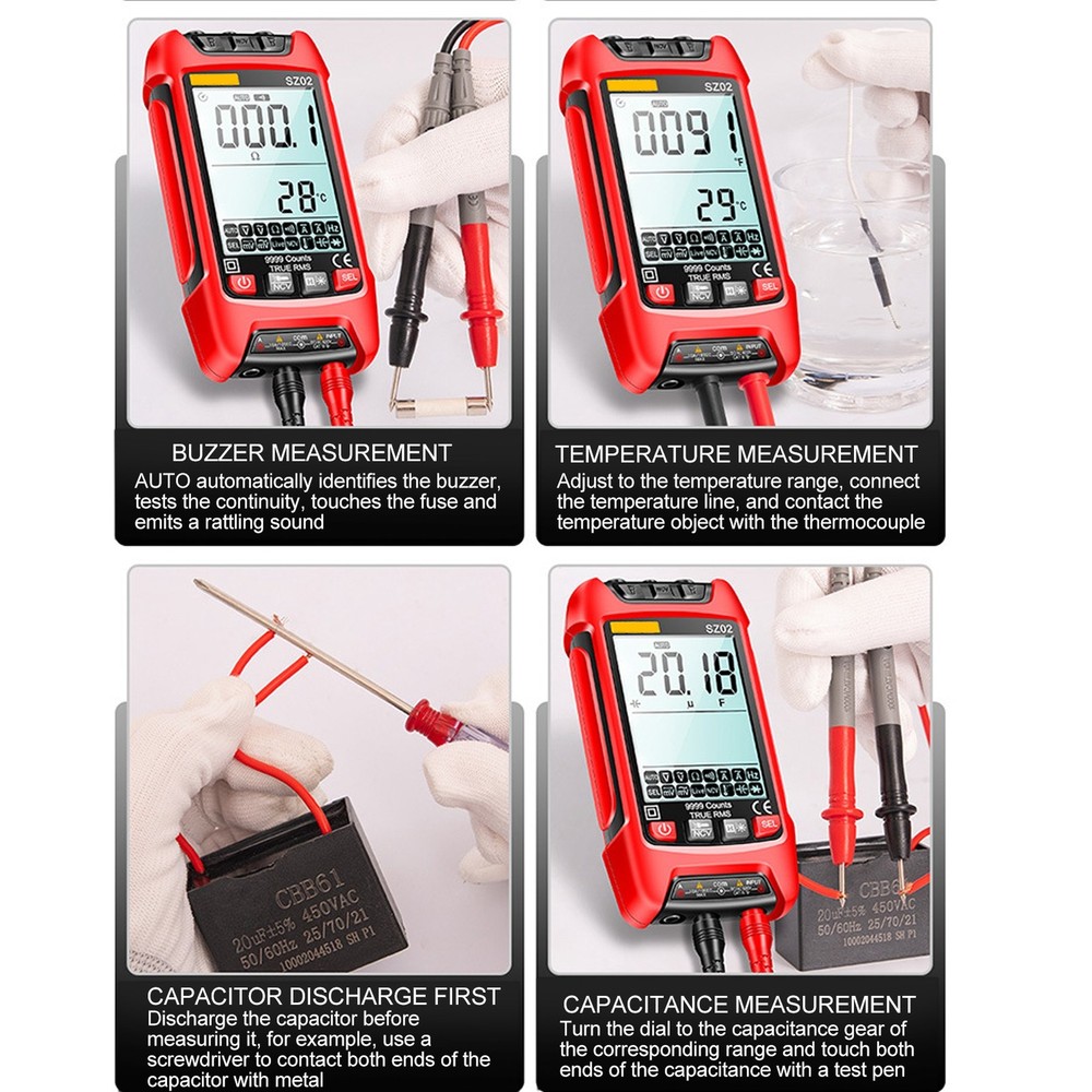 Digital Multimeter Anti Burning Automatic LCD Backlit NCV Volt Amp Meter FEI