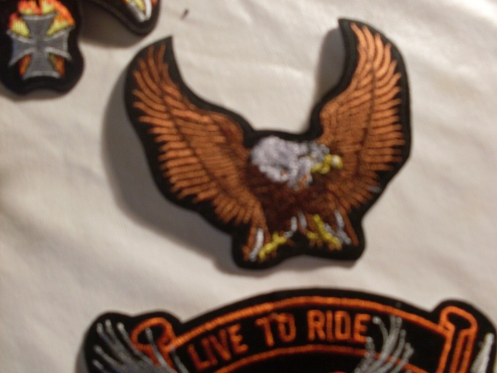 Motorcycle riding patch 1 large skull embroidered Patches 7 small
