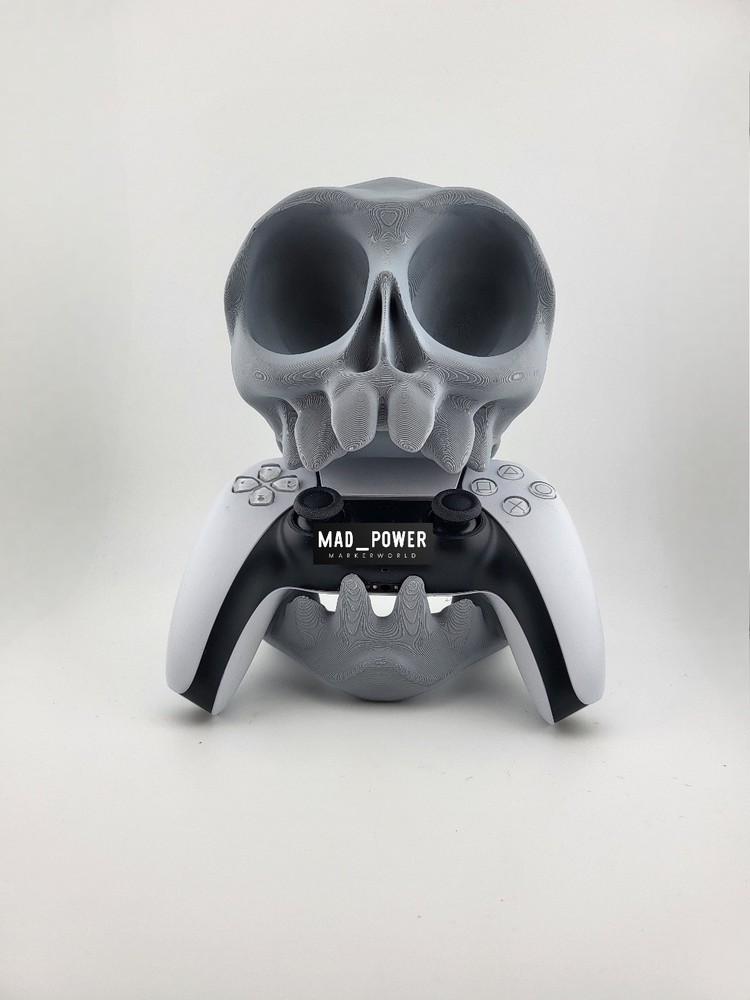 PS5 Controller Stand and headset Holder Unique 3D Printed Skull- Gaming Display
