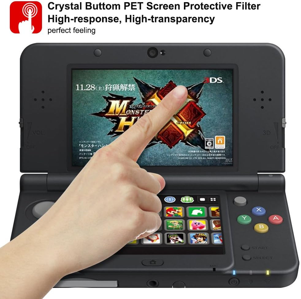Screen Protector Compatible with Nintendo New 3DS, 2 Pack (4 Pcs) Tempered Glass