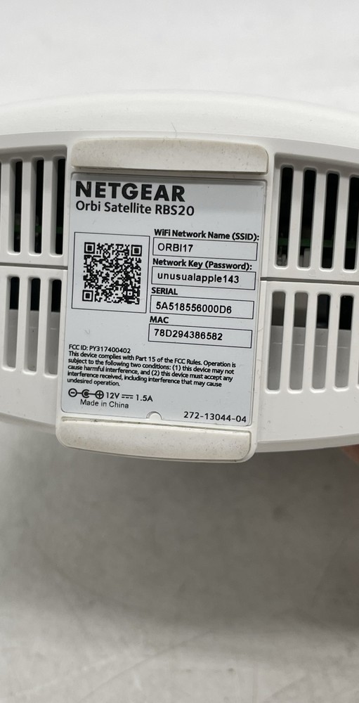 Netgear Orbi RBS20 Satellite Mesh WiFi Extender Node White