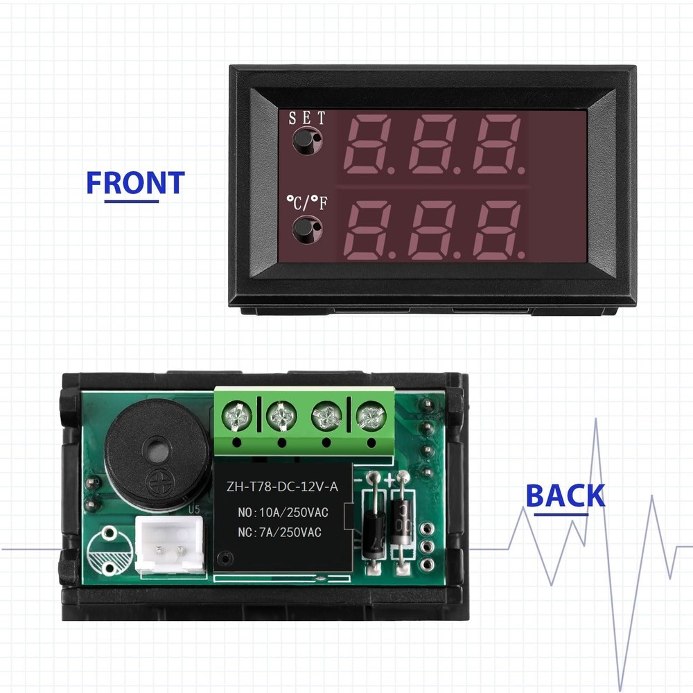 4 Pieces 12V Electronic Temperature Controller Programmable -50 to 110 Degree...