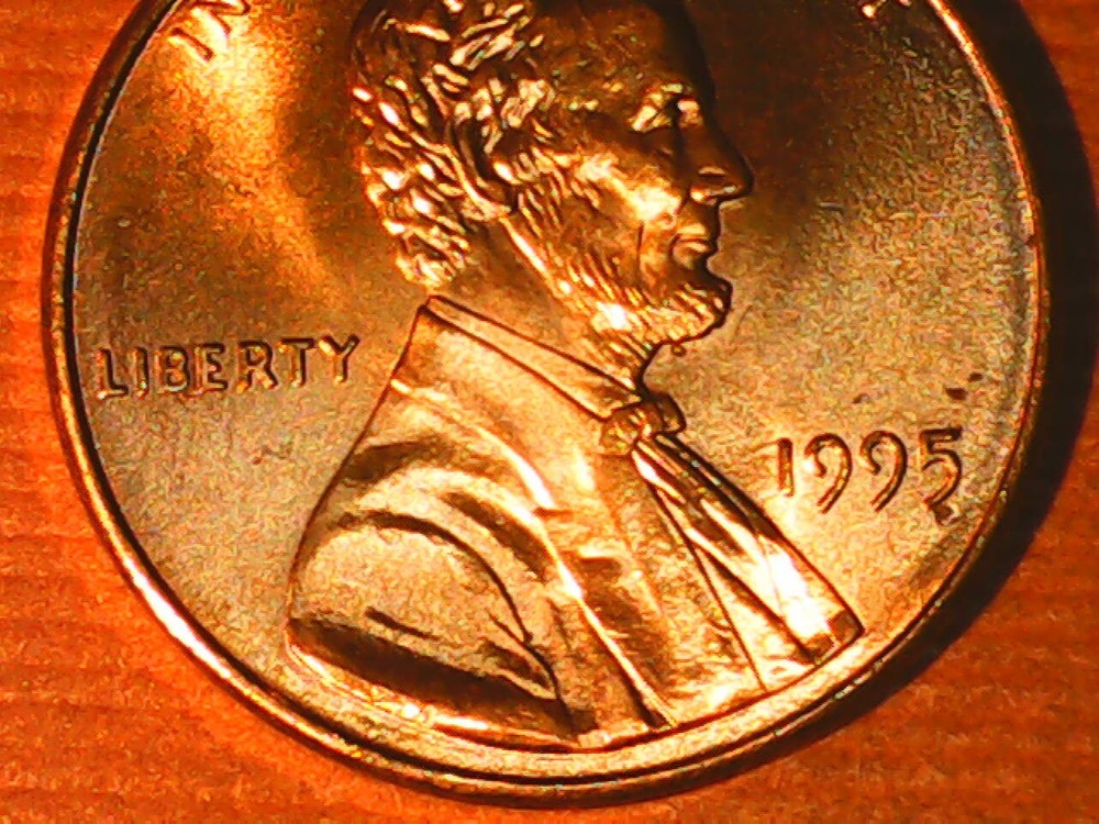 1995 Penny Die Chips Obverse, "BIE" error.