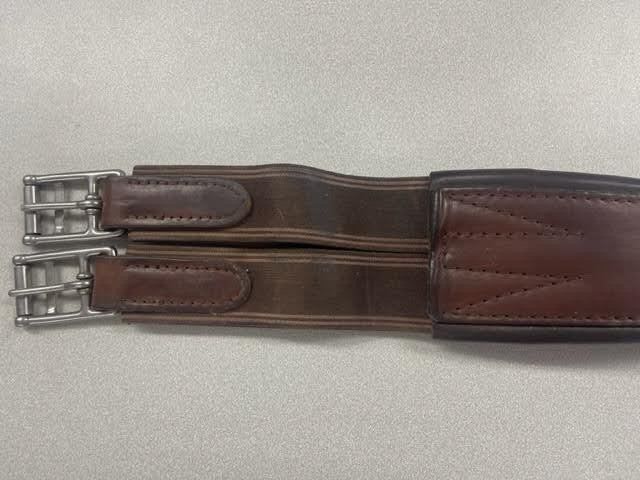 Equestrian Brown Leather Girth Elastic One End- 54"