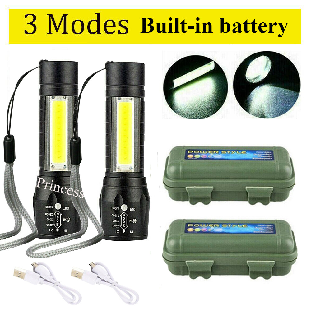 Bright COB LED Flashlight - 3-Mode, Zoomable, USB-Rechargeable Tactical Torch