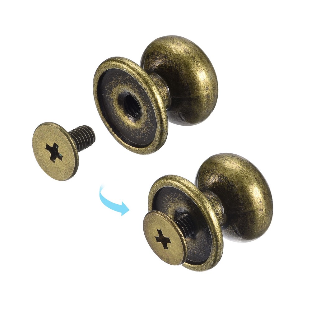 12mm Ball Head Stud Rivets Screw Back, 50Pack Round Head Button, Bronze Tone