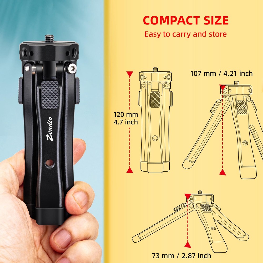 Heavy Duty Mini Metal Tripod Stand - Universal Small Table Tripod for Camera,...