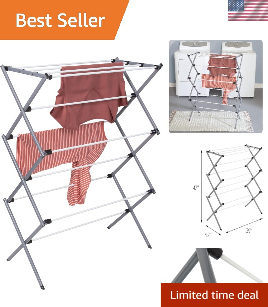 Compact and Lightweight Clothes Drying Rack - Easy Storage with 24ft Space