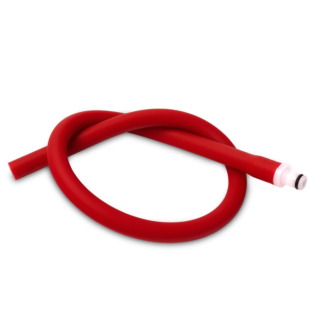 LeLuv Silicone Hose 18 Inch Slippery Coated + Fitting Non-Collapsible Ruby Red