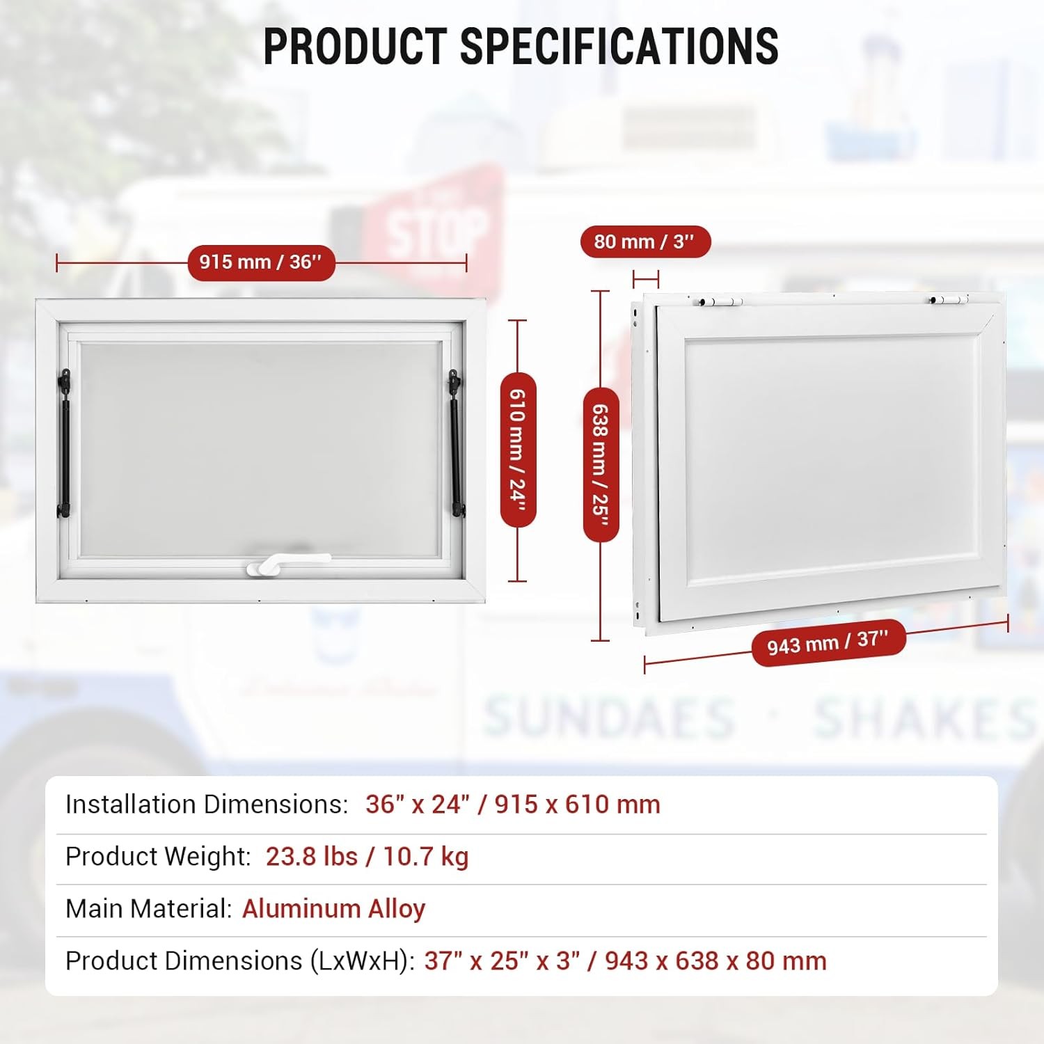 Concession Stand Trailer Serving Window Awning Food Truck Service Door 4 Sizes