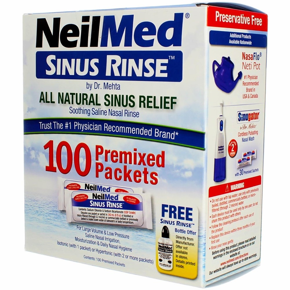 NeilMed Sinus Rinse Premixed Refill Packets, 100 Ct