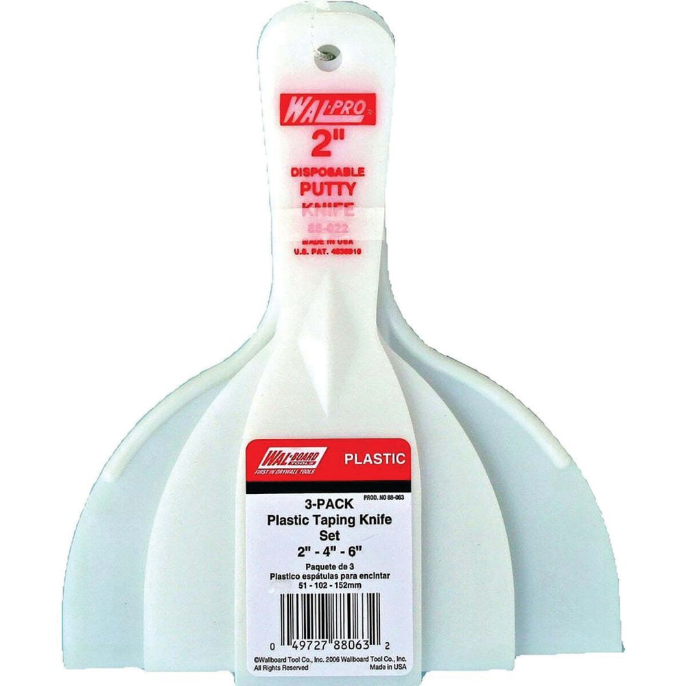 WALPRO 3pc Putty/Taping Knife Set, 2", 4", 6"  Plastic