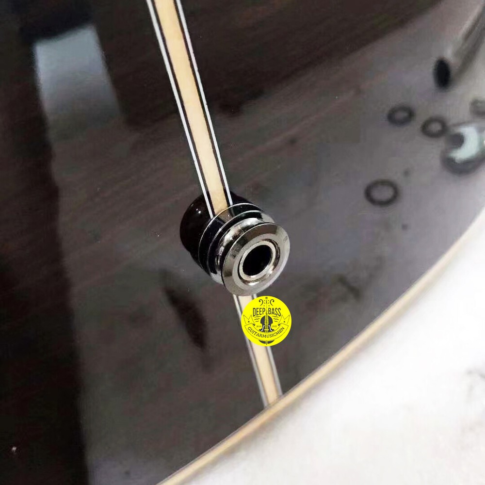 2PCS Threaded Cylinder Guitar Endpin Jack Plug Socket Strap 6.35mm Output Silver