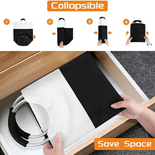 BlissTotes Laundry Basket, Hamper, Collapsible 90L, Black