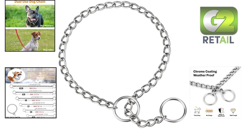Lightweight Adjustable Choke Chain Collar for Puppies - Effective Training Aid