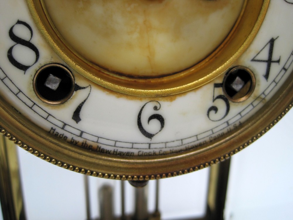 Antique New Haven Crystal Regulator Clock Open Escapement
