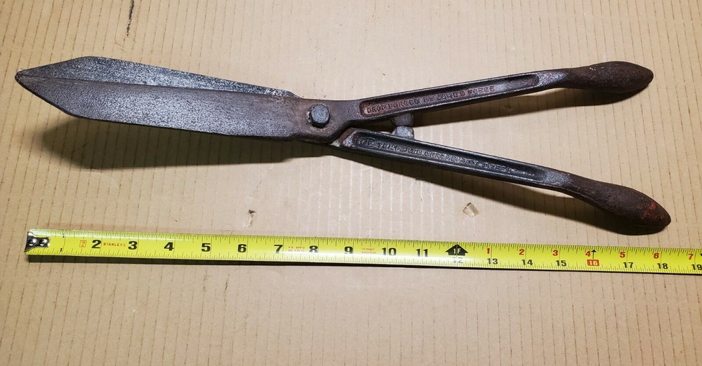Vintage James Forge Hedge Shears 9" Blade 11" Handle tool collectable