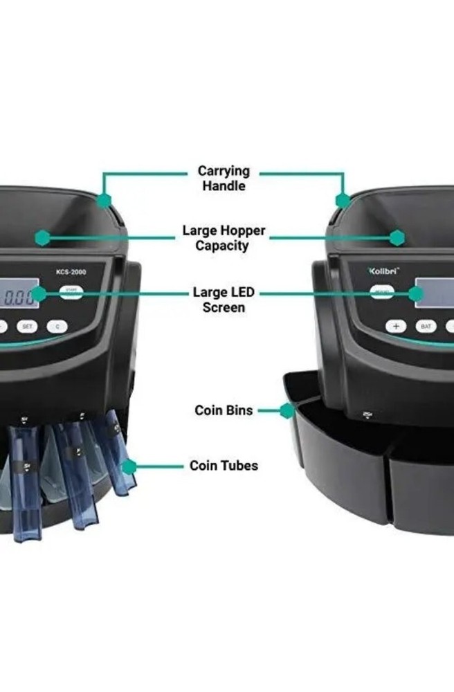 KCS-2000 Professional USD Coin Counter, Sorter and Wrapper/Roller, 220