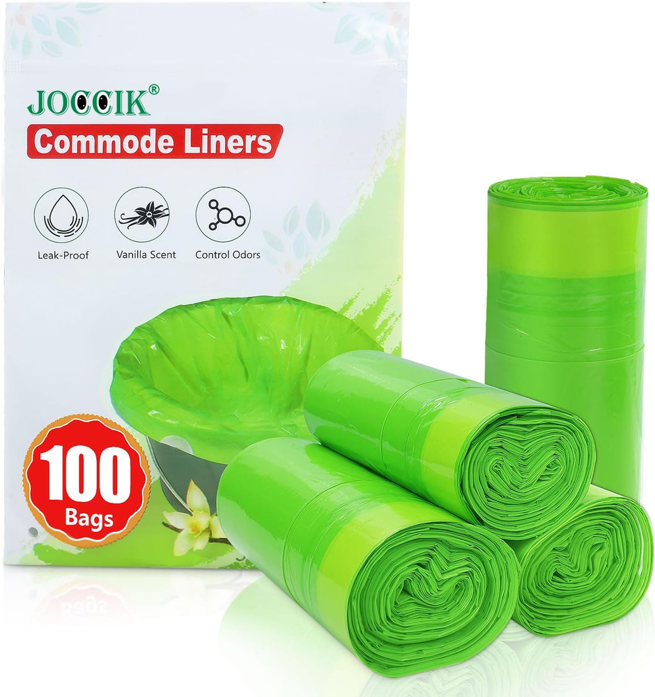 Commode Liners for Bedside Commode Vanilla Scented 100Pcs Disposable Bags Univer