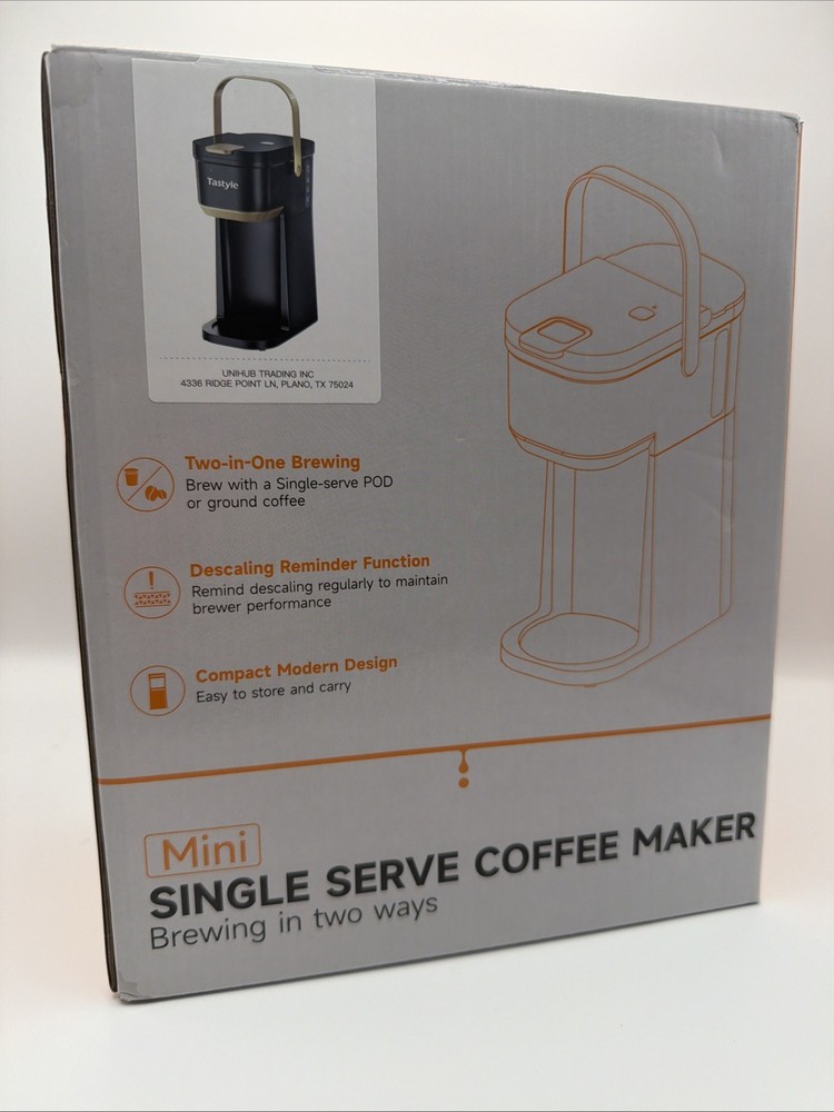 Single Serve One Cup Coffee Maker – K Cup/Grounds, Mini 6–12oz Portable, Black