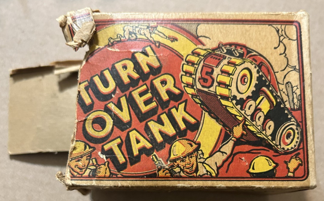 1950's Mechanical SUPERMAN TURNOVER TANK Marx Tin Wind-Up w ORIGINAL BOX RARE