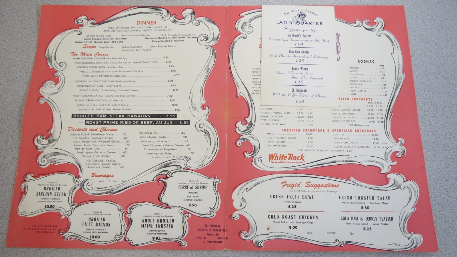 Latin Quarter New York Souvenir Program Playbill Menu Diner's Club Membership