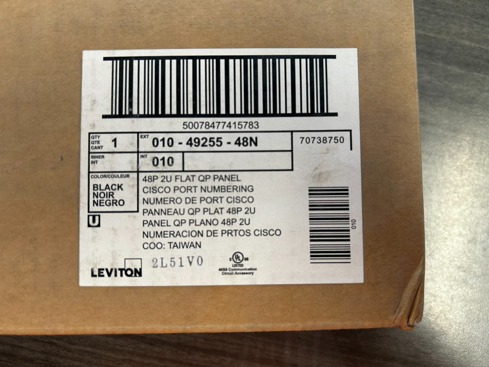 Leviton 49255-48N Quickport 2RU 48-Port Patch Panel Black