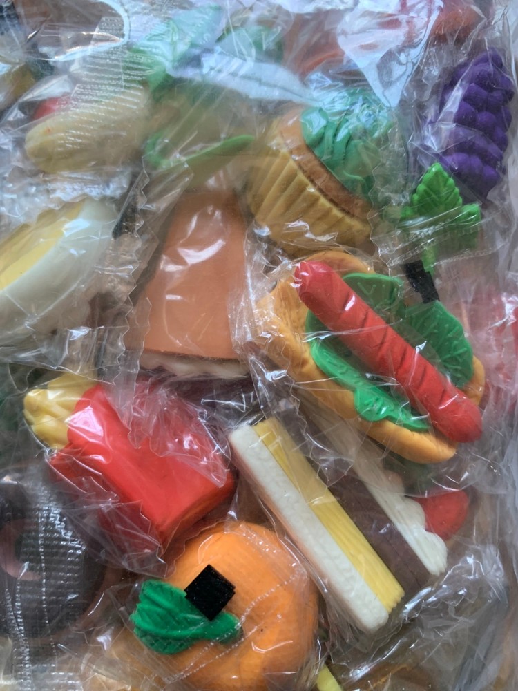 Puzzle eraser food, sealed bag
